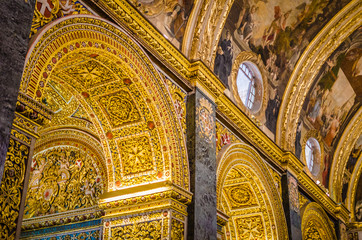 St John's Co-Cathedral a gem of Baroque art and architecture interior. Valetta, Malta