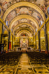 St John's Co-Cathedral a gem of Baroque art and architecture interior. Valetta, Malta