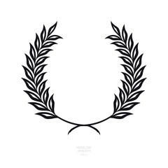 Heraldic Wreath Icon. Honor or Quality or Reward Symbol. Vector Silhouette