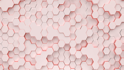 Light coral background with hexagons surface