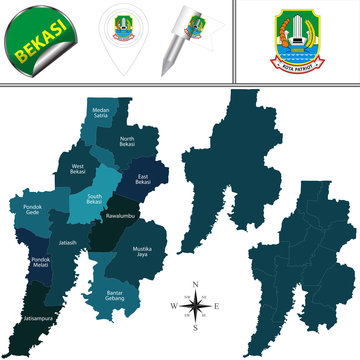 Map of Bekasi, Indonesia