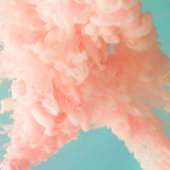 Abstract pastel pink color paint with pastel blue background.. Fluid composition with copy space. Minimal natural luxury.