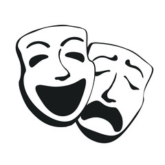 Illustration of theatre comedy and tragedy masks