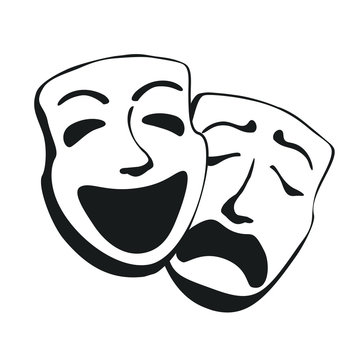 Illustration of theatre comedy and tragedy masks