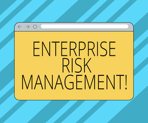 Text sign showing Enterprise Risk Management. Conceptual photo analysisage risks and seize business opportunities Monitor Screen with Forward Backward Progress Control Bar Blank Text Space