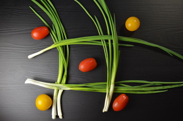 Green onions on the table