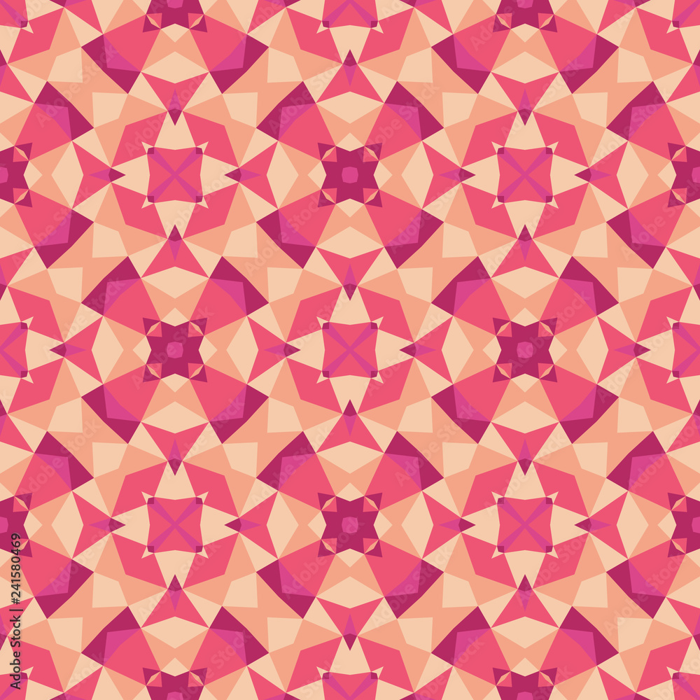 Aufkleber abstract geometric background - seamless vector pattern illustration in red and pink colors. ethnic 