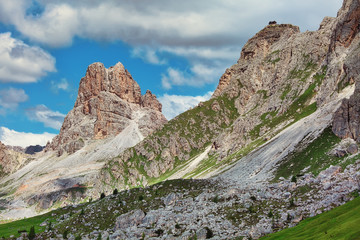 High peaks of Dolomites in Tre Cime di Lavaredo Natural park, Italy