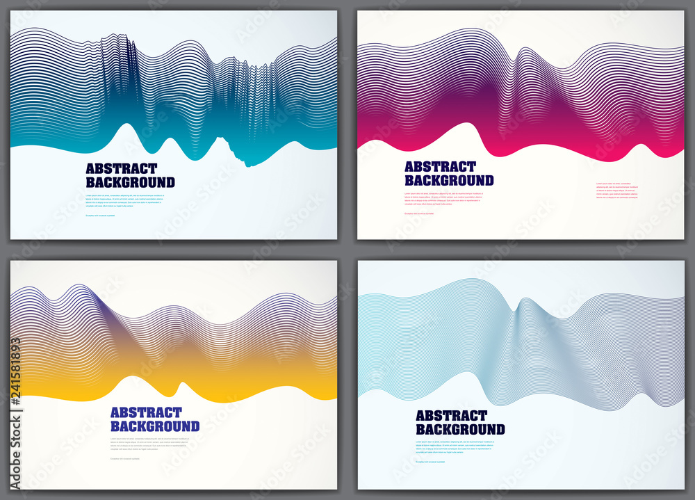 Aufkleber wave lines fluid vector abstract backgrounds set. 3d dynamic stripes motion art. lined texture, dyna