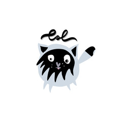 Cute cat. Flat hand drawn vector card.