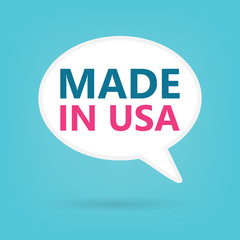 made in USA written on a speech bubble- vector illustration