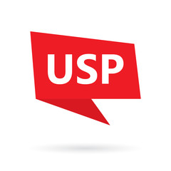 USP (Unique Selling Proposition) acronym on a speach bubble- vector illustration
