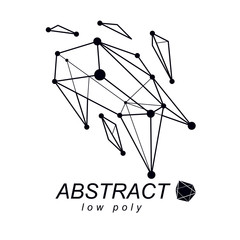 3d polygonal geometric faceted object, vector abstract design element. New technology logotype.