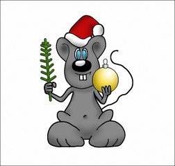 Gray funny mouse from comic book