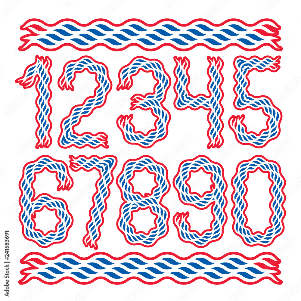 Poster set of vector bold numbers created using elegant flowing lines, can be used in poster design.
