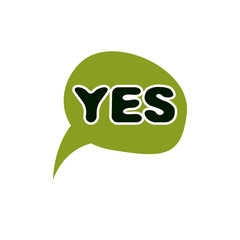 Green yes checkmark, right. Vector voting sign, choice metaphor isolated on white.
