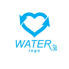 Vector blue clear water drop logotype for use as marketing design symbol. Living in harmony with nature concept.