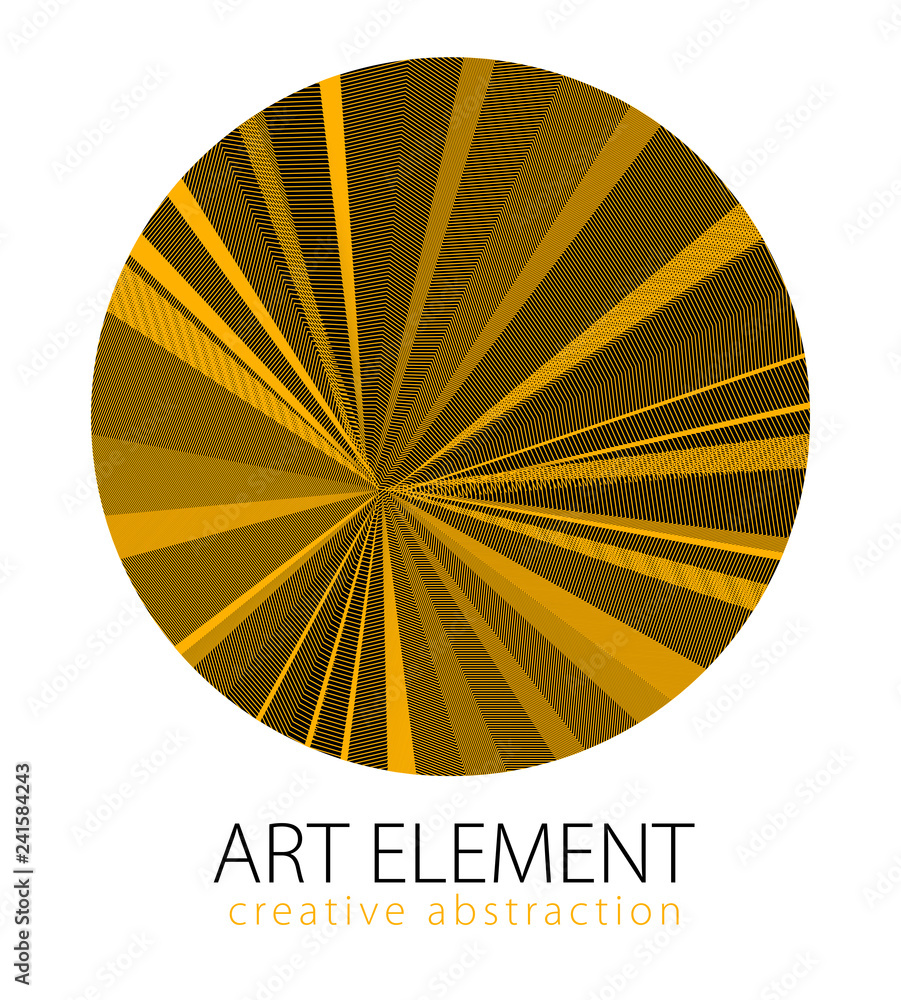 Aufkleber design artistic element of great lines surface texture in a shape of circle. vector abstract 3d pers