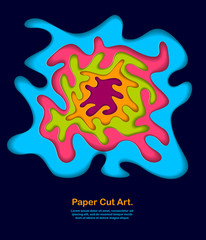 Abstract colorful paper cutout curvy shapes layered, vector illustration in paper cut style. layout for business card, presentations, flyers or posters.