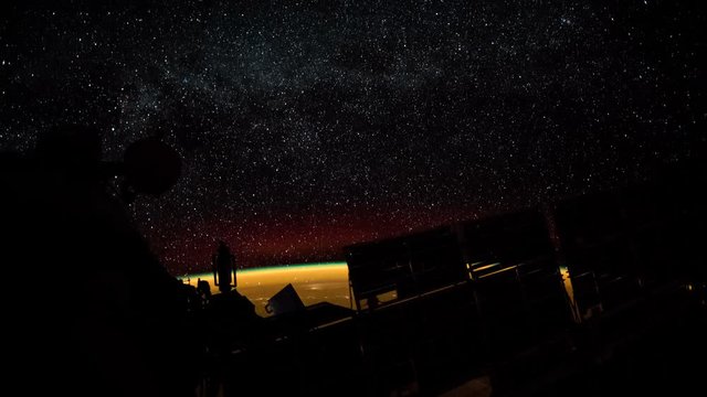 Time lapse of the planet earth from SIS. City lights at night and stars trails. Elements of this image courtesy of NASA Johnson Space Center 