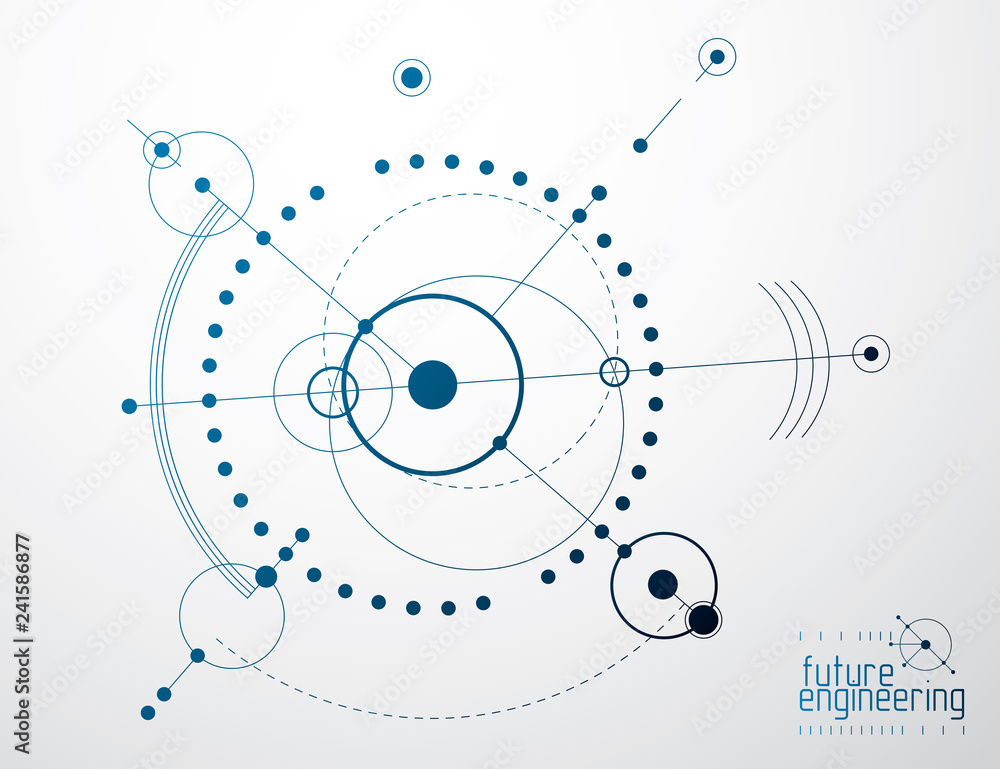 Poster engineering technology vector wallpaper made with circles and lines. technical drawing abstract back
