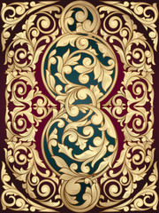 Golden ornate art deco vintage card