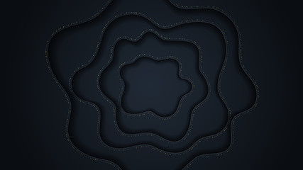 Bright paper cut background with waves layers.