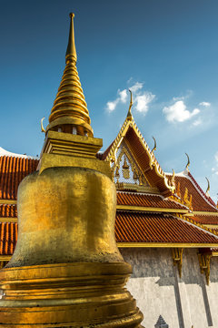 view of temple from golden pagoda in thailand