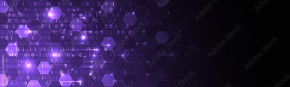 Fototapete technology background. big data concept. binary computer code. vector illustration.