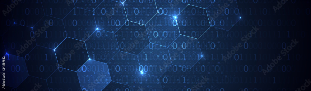 Fototapete Technology background. Big data concept. Binary computer code.  Vector illustration.