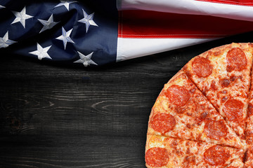 American flag with place for text