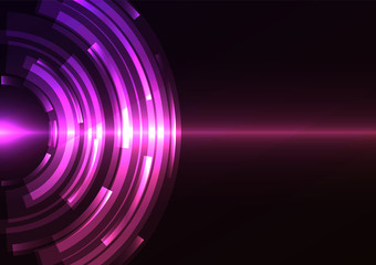 violet abstract circle background, digital overlap layer line, simple technology design template, vector illustration