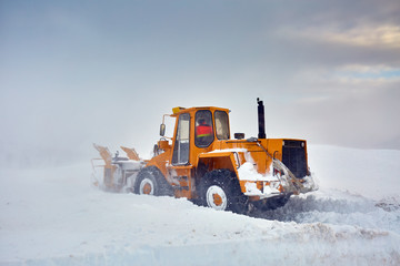 Snowblower at work in the mountains