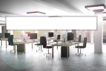 virtual white search bar in large office interior 3d rendering