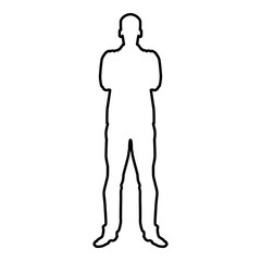 Man with folded arms Confidence concept business man icon black color vector illustration flat style image