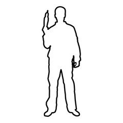 Repairman master man in overalls with tool in his hands electric drill View with front icon black color vector illustration flat style image