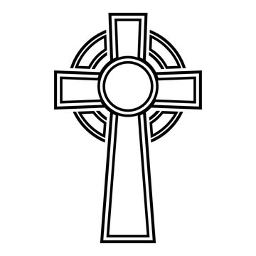 Celtic cross icon black color vector illustration flat style image