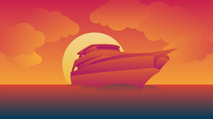 Cruises sail during sunset vector image and background