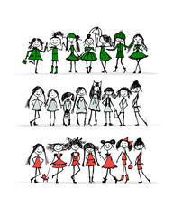 Fashion girls collection, sketch for your design
