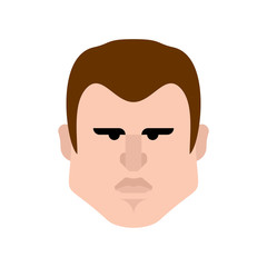 Serious man face. Severe guy head. Vector illustration
