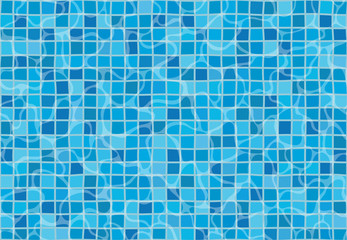 Swimming pool with mosaic tiles. Overhead view. Texture of water surface. Seamless pattern. Vector illustration.