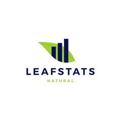 leaf stats statistics chart sprout logo vector icon illustration