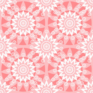 pattern con decorazioni floreali bianche su sfondo rosa