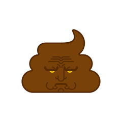 Sad shit. dull turd. Grumpy poop Emoji Vector illustration