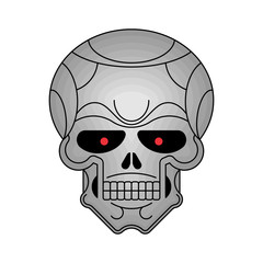 Metal skull isolated. Iron head skeleton. Vector illustration 