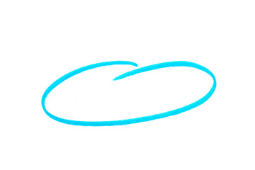 blue  highlighter circle on white background.