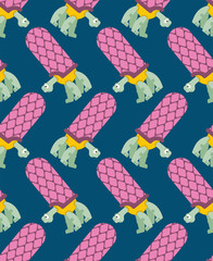 Turtle pattern seamless. Amphibian background. Childrens cloth texture. Animal Ornament