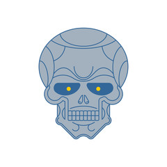 Iron skull. Metal head skeleton. Vector illustration 