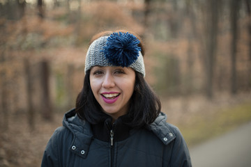 Girl in the forest winter