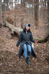 Girl in the forest winter